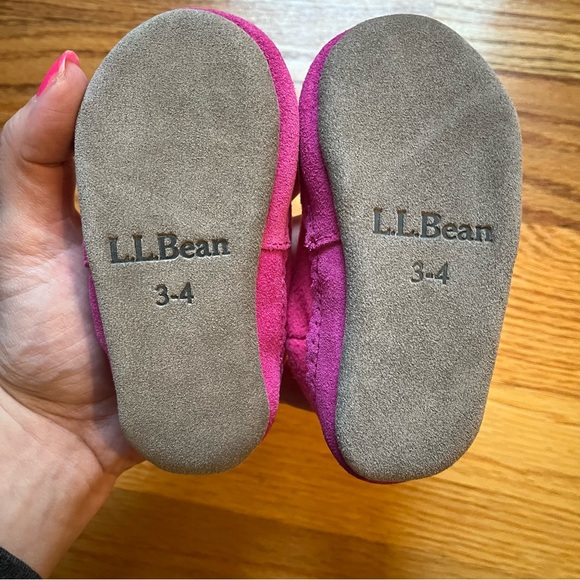 LL bean fleece booties slippers fuschia size 3-4 toddler - Picture 3 of 4